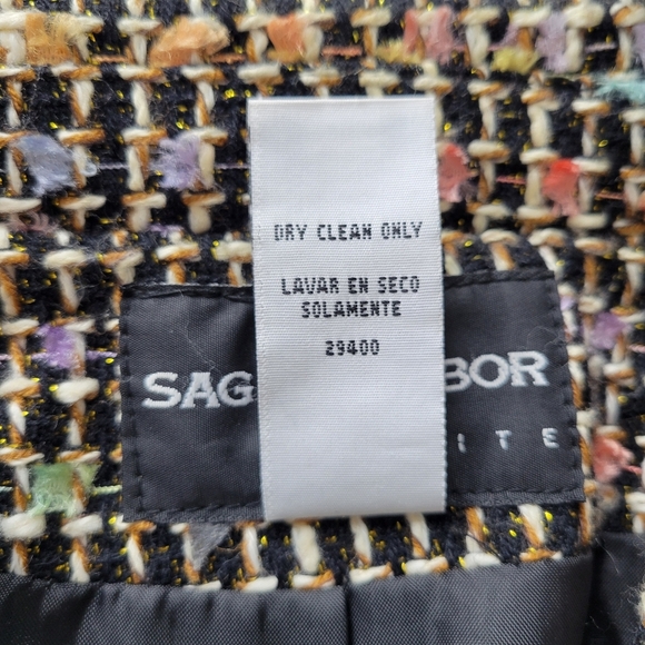 Sag Harbor Tweed Blazer Size 8 P Multi Color Metallic Zip Front Slip Pockets - Picture 5 of 9
